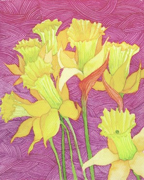 Painting of Daffodils Watercolor